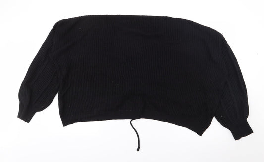 SheIn Womens Black V-Neck  Acrylic Pullover Jumper Size XL