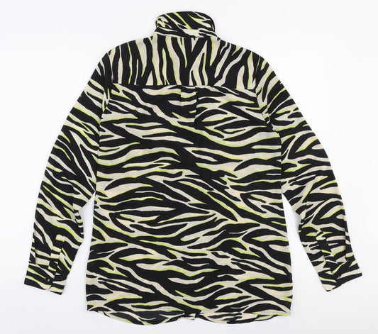 New Look Womens Multicoloured Animal Print Polyester Basic Blouse Size 10 Collared