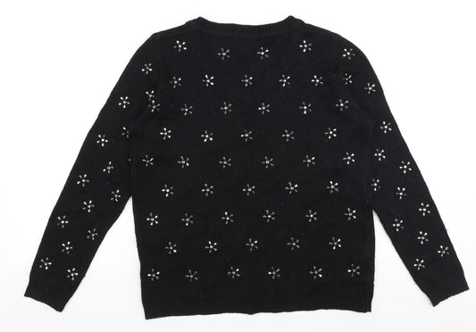 Womens UK Size M Mango Black Pullover Jumper