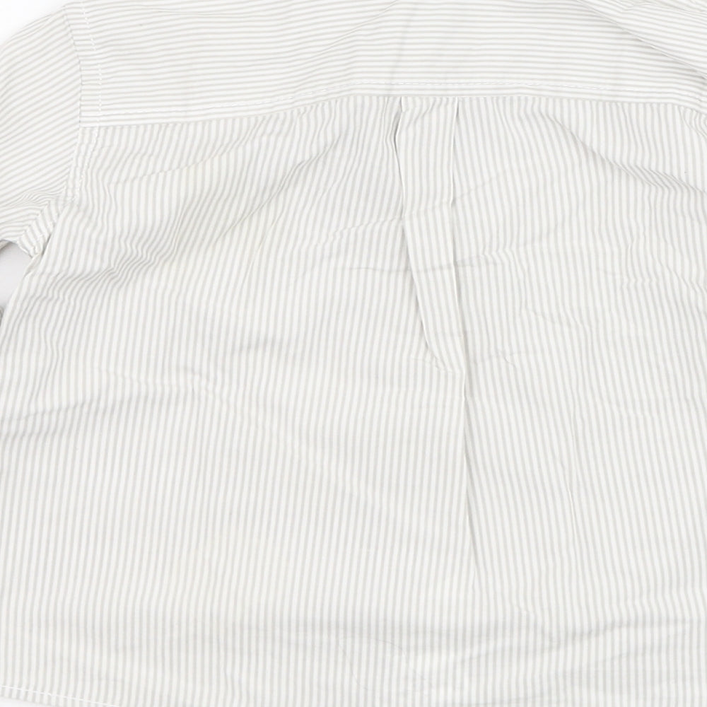 United Colors of Benetton Boys Ivory Striped Cotton Basic Button-Up Size 18-24 Months Collared Button