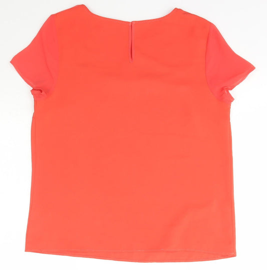 TU Womens Orange Polyester Basic T-Shirt Size 10 Scoop Neck