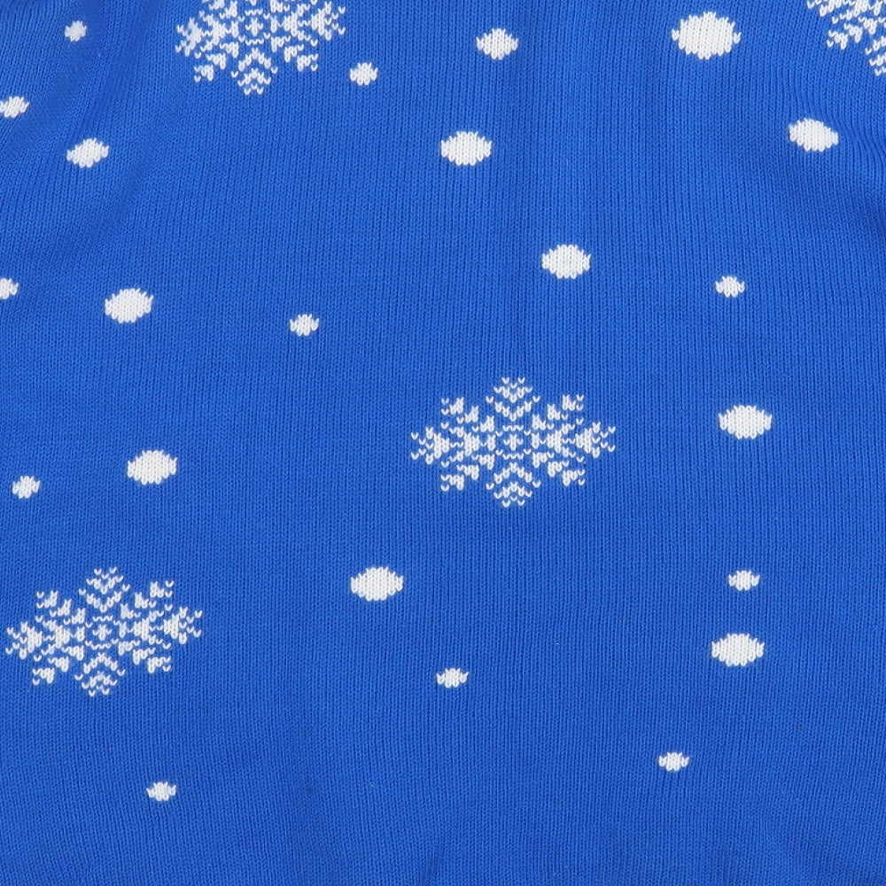 Envy Womens Blue Round Neck Acrylic Pullover Jumper Size L - Penguin