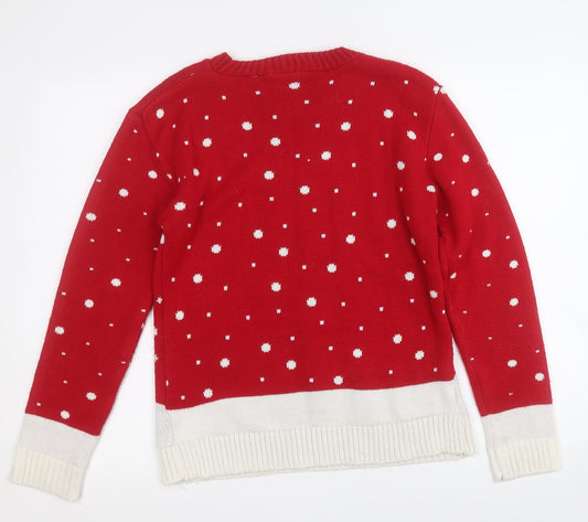Womens UK Size S Glimpse Design Red Pullover Jumper