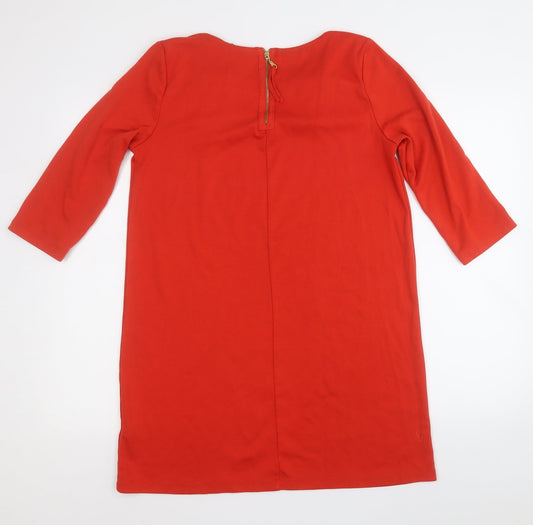 H&M Womens Red Polyester Jumper Dress Size M Round Neck