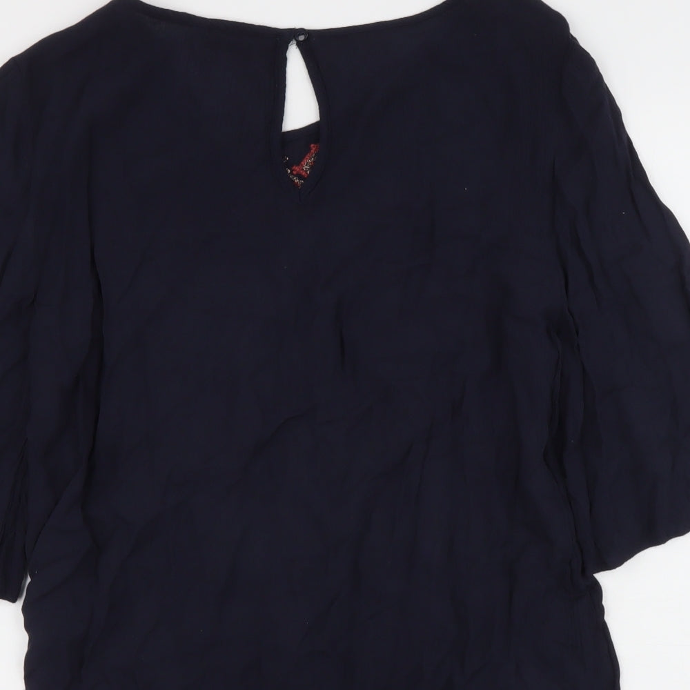 Only Womens Black Viscose Basic Blouse Size 12 Round Neck