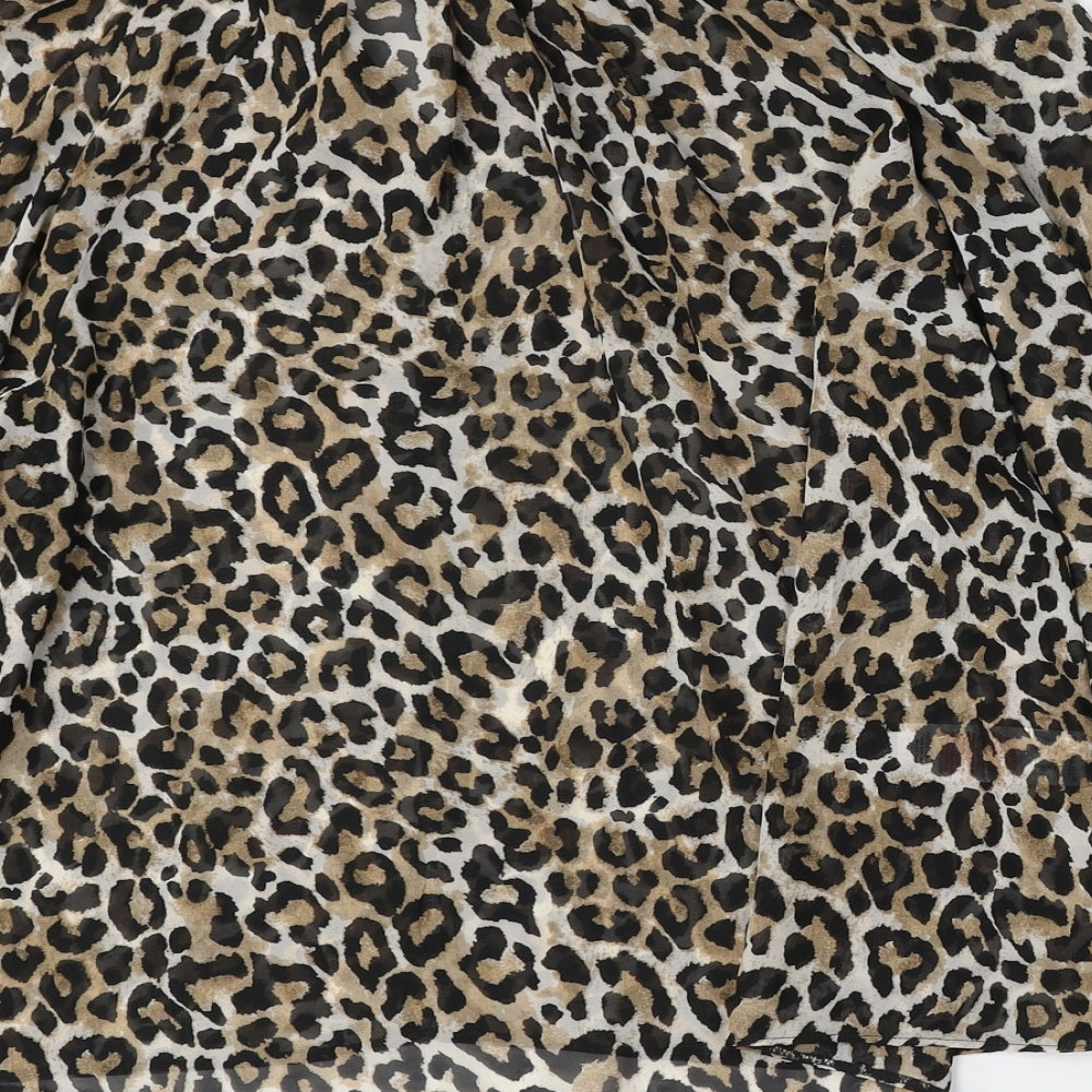 Primark Womens Multicoloured Animal Print Polyester Basic Blouse Size 10 Mock Neck