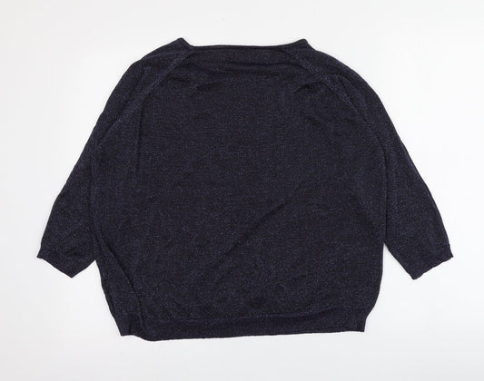 M&S Womens Purple Viscose Basic Blouse Size 18 Round Neck