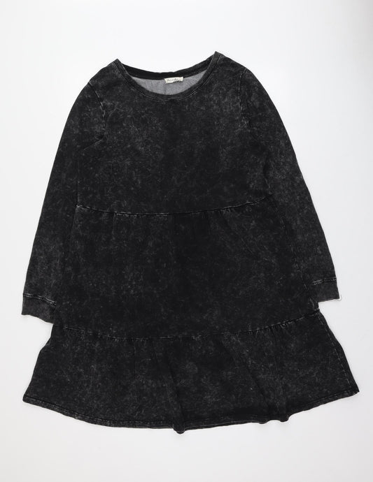 Love and... Womens Black Cotton Trapeze & Swing Size 10 Round Neck