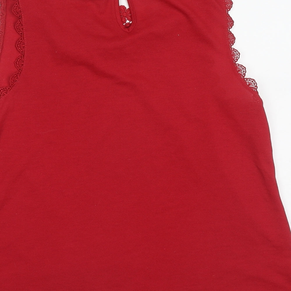 Womens UK Size 6 Topshop Red Basic Tank