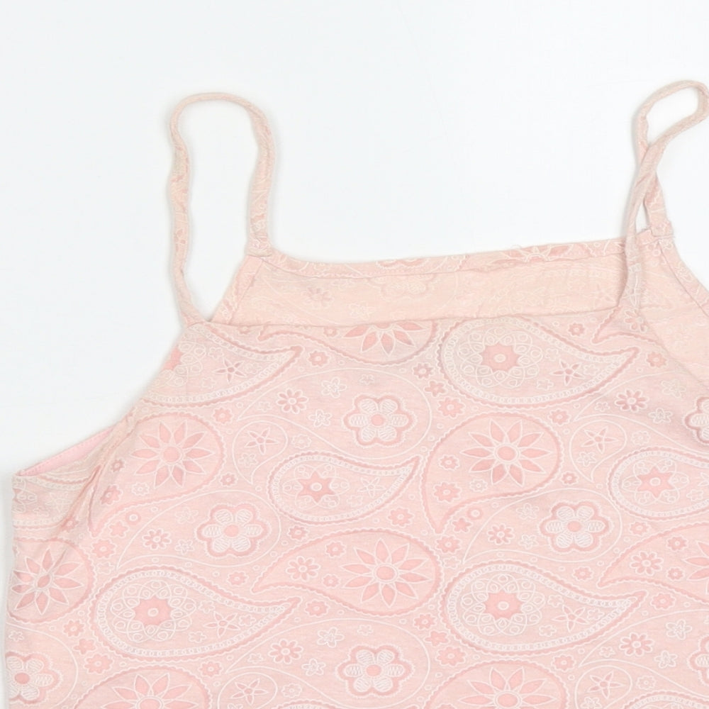 Style London Womens Pink Paisley Polyester Cropped Tank Size XS Square Neck