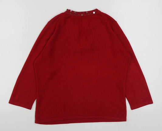 Womens UK Size 14 Marks and Spencer Red Pullover Jumper