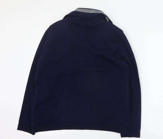 Lizzi Clarke Womens Blue Round Neck Striped Acrylic Pullover Jumper Size M - M/L