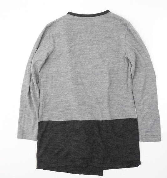 Womens UK Size M Nina Leonard Grey Wrap Jumper