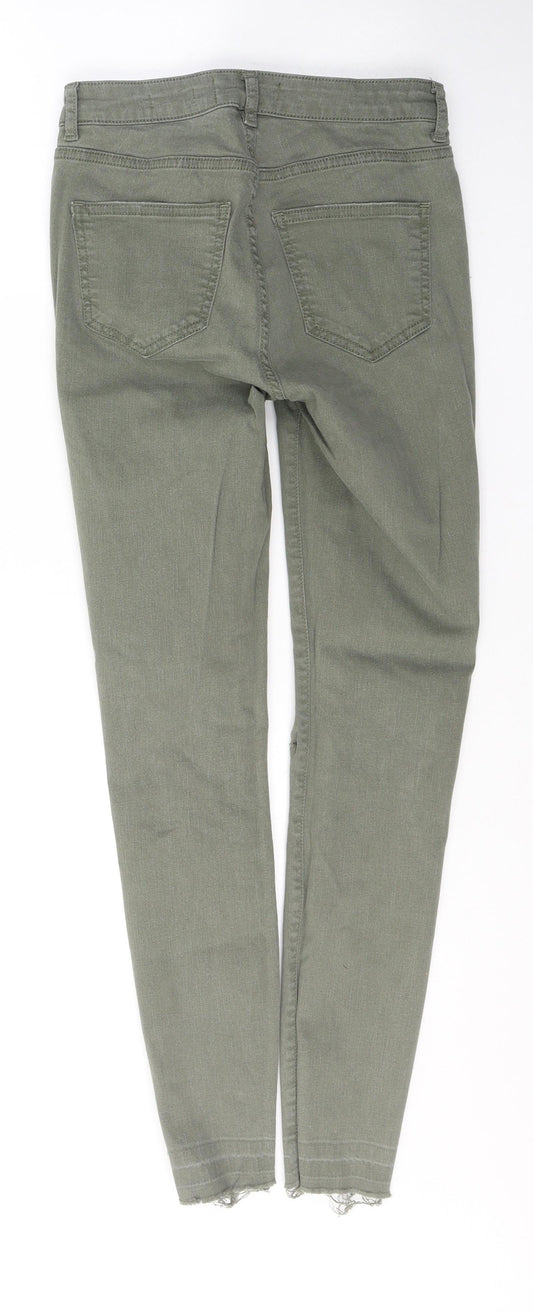 New Look Womens Green Cotton Skinny Jeans Size 8 L27 in Regular Button