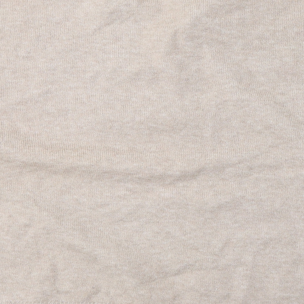 H&M Womens Beige Polyester Jersey T-Shirt Size S V-Neck
