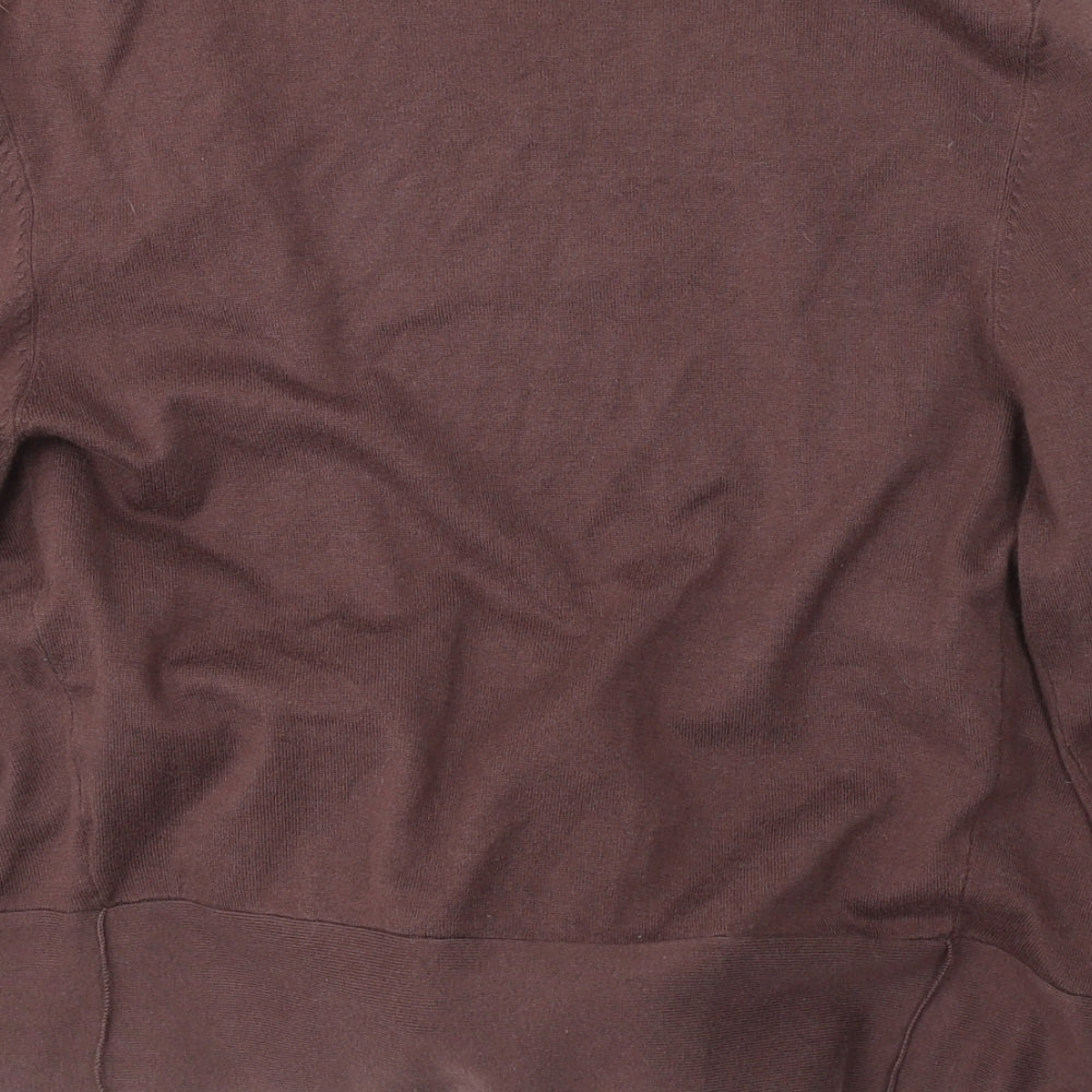 Coast Womens Brown V-Neck Cotton Cardigan Jumper Size 16