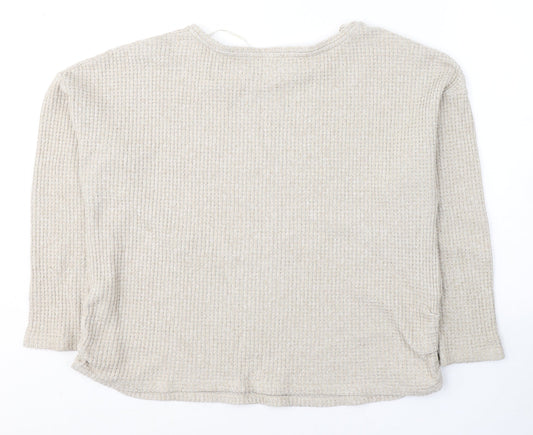 Papaya Womens Beige Polyester Jersey T-Shirt Size XL Round Neck