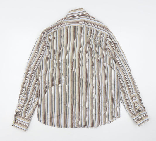 NEXT Mens Multicoloured Striped Cotton Button-Up Size M Collared