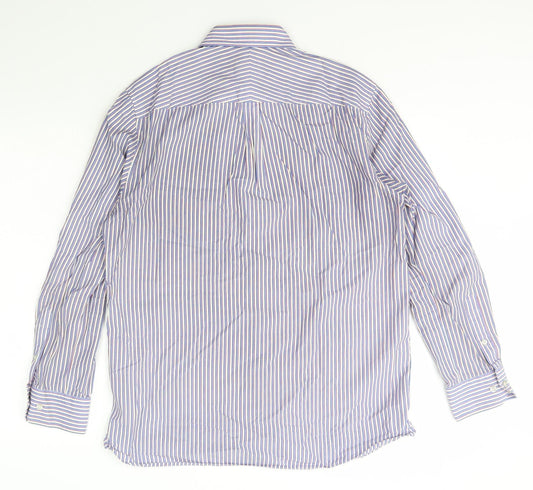 Howick Tailored Mens Multicoloured Striped Cotton Button-Up Size 15.5 Collared Button