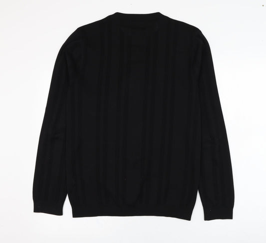 River Island Mens Black Round Neck Polyester Pullover Jumper Size L