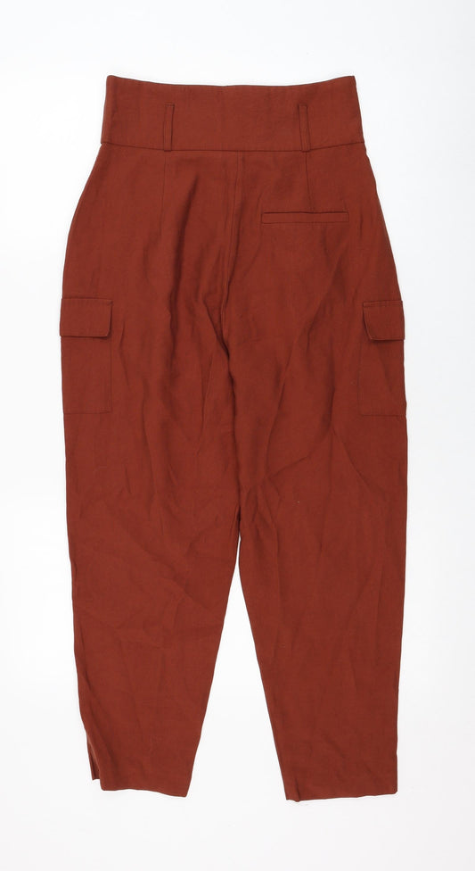 Womens UK Size 8 ASOS Regular Fit Cropped Brown Trousers