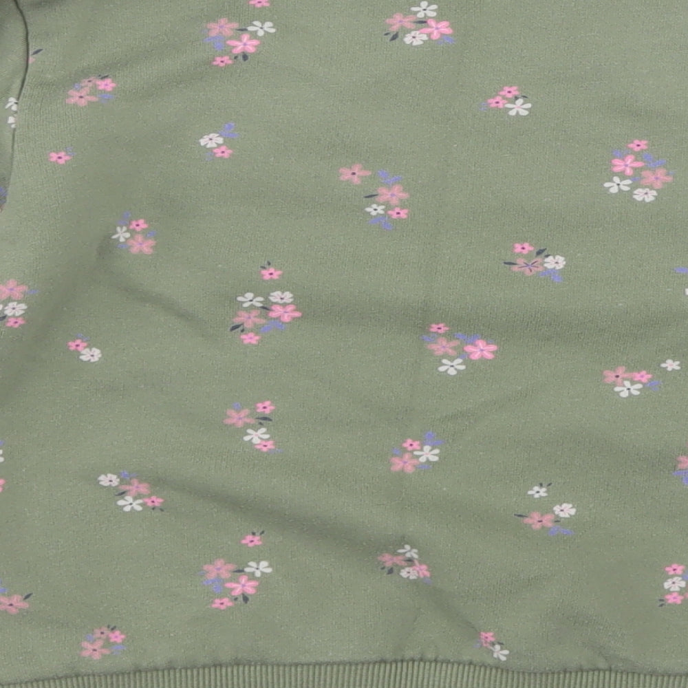H&M Girls Green Floral Cotton Pullover Sweatshirt - Paris
