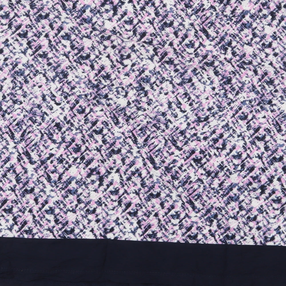 DASH Womens Purple Scoop Neck Geometric Cotton Pullover Jumper Size 16