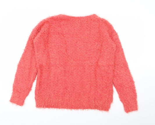 F&F Womens Red Crew Neck Polyester Pullover Jumper Size 8