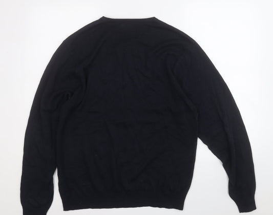 RUSSELL COLLECTION Mens Blue V-Neck Cotton Pullover Jumper Size M