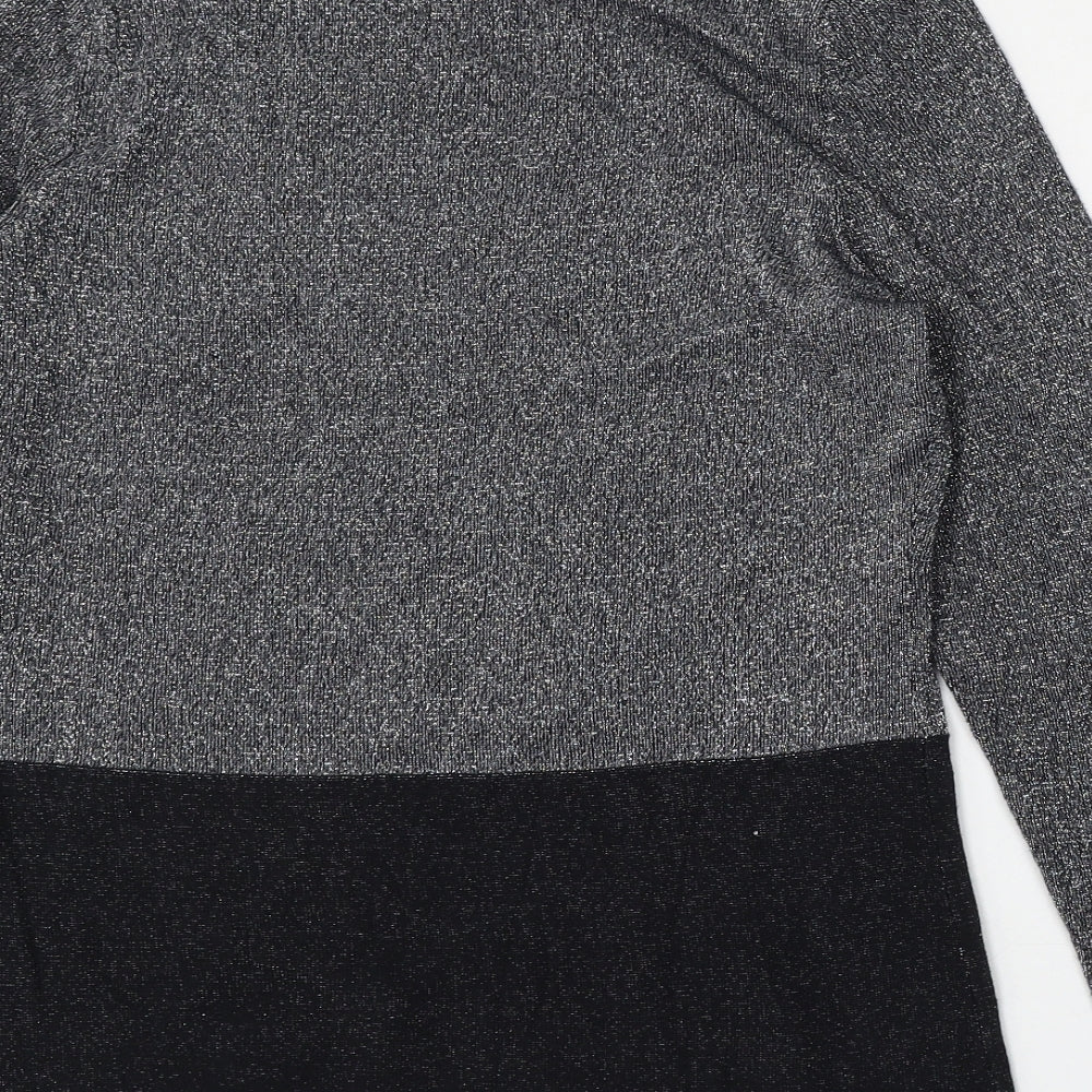 Avenue Womens Silver Round Neck Cotton Pullover Jumper Size 12