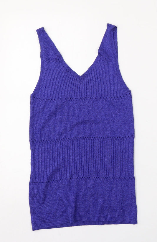 George Womens Purple V-Neck Viscose Vest Jumper Size 12