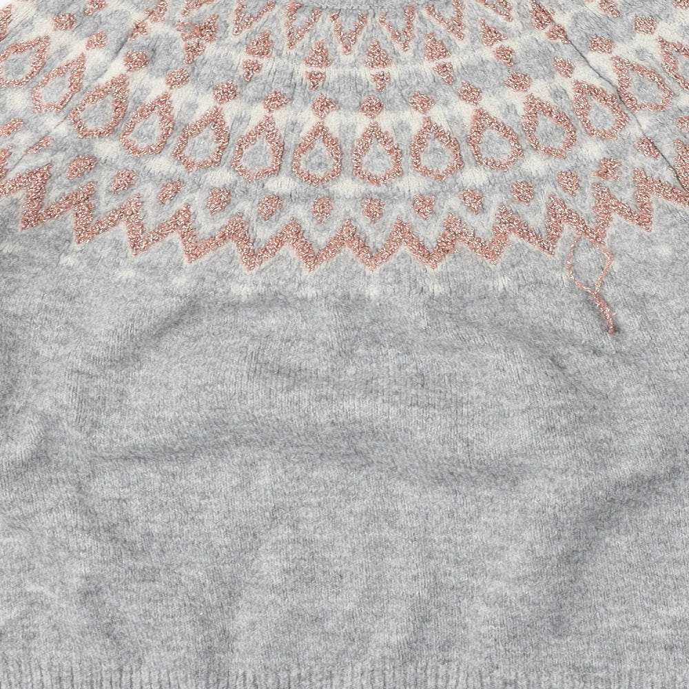 F&F Womens Grey Round Neck Acrylic Pullover Jumper Size 14