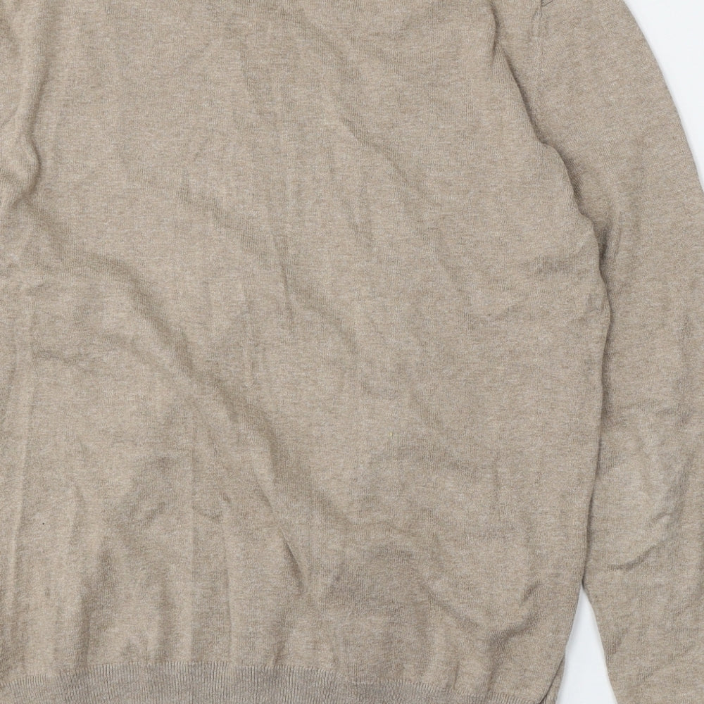 Gap Mens Beige V-Neck Cotton Pullover Jumper Size M