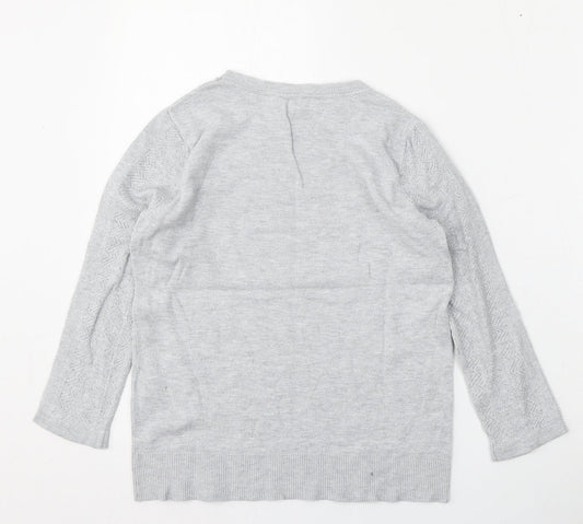 Warehouse Womens Grey Round Neck Viscose Pullover Jumper Size 10
