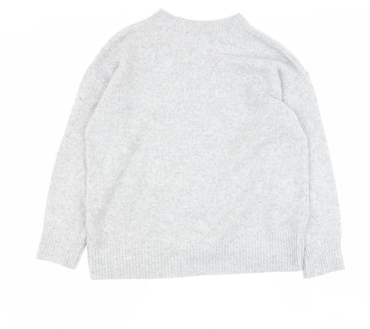 george Womens Grey Round Neck Polyester Pullover Jumper Size M