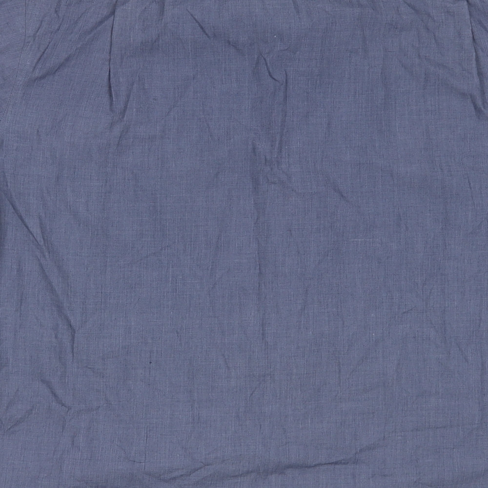 Mens UK Size L Hazard Blue Button-Up Short Sleeve Casual Shirt