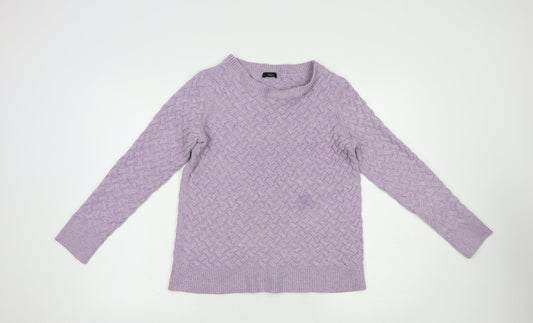 M &Co Womens Purple Boat Neck Polyester Pullover Jumper Size 12