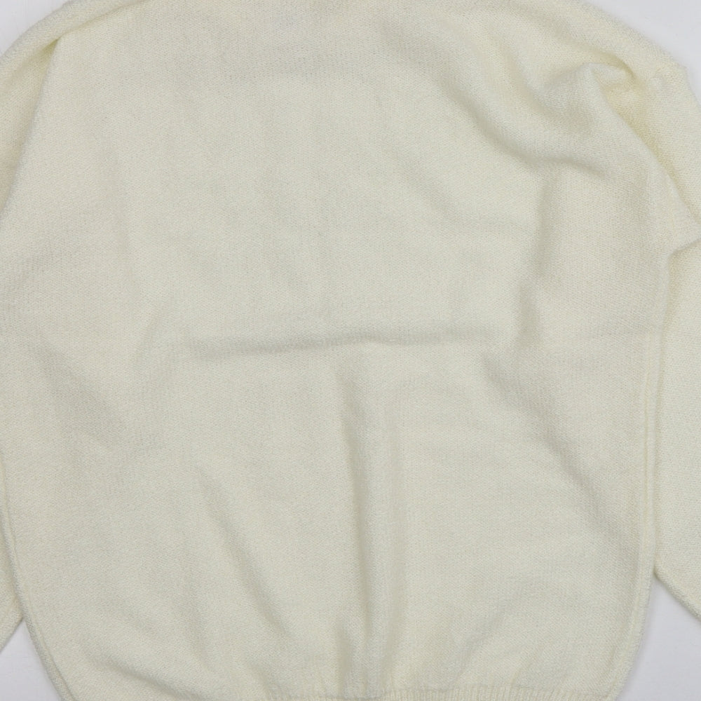 Littlewoods Womens Ivory Collared Acrylic Pullover Jumper Size 14
