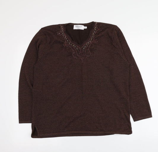 Womens UK Size M Reflect Brown Pullover Jumper