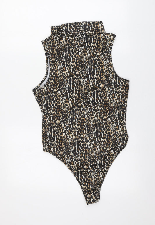 Primark Womens Multicoloured Animal Print Polyester Bodysuit One-Piece Size 12