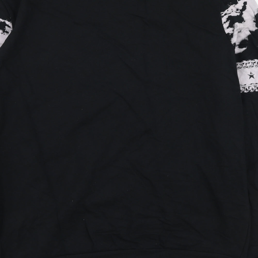 Topman Mens Black Cotton Henley Sweatshirt Size 2XL