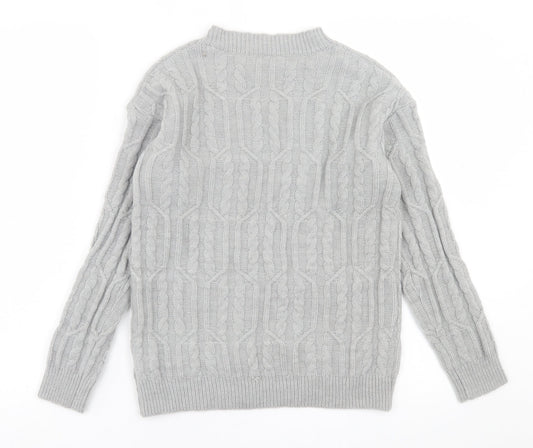 SheIn Womens Grey Crew Neck  Acrylic Pullover Jumper Size S