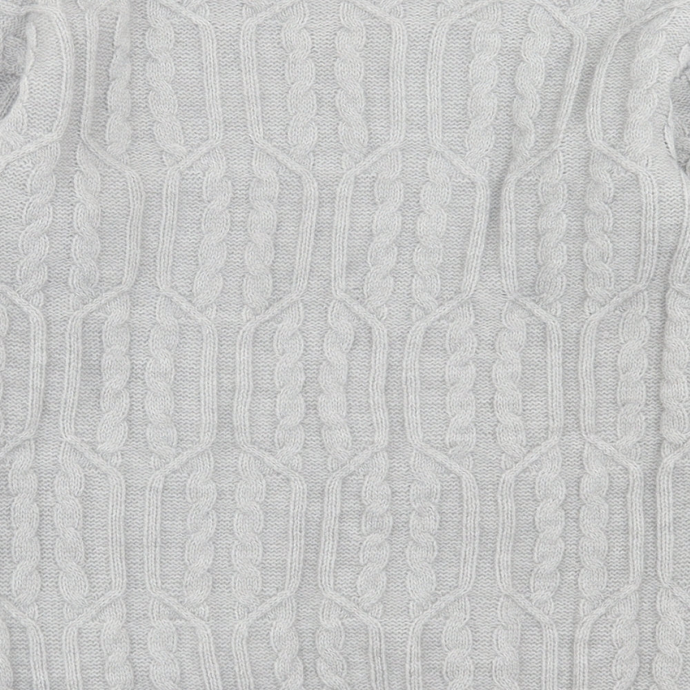 SheIn Womens Grey Crew Neck  Acrylic Pullover Jumper Size S