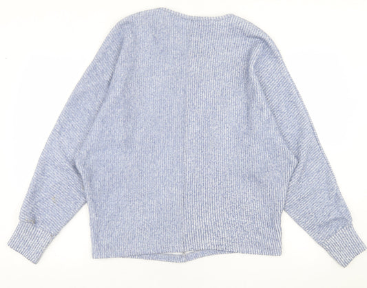 George Mens Blue Crew Neck Polyester Pullover Jumper Size S