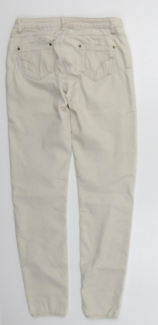 Denim Co Womens Beige Cotton Skinny Jeans Size 10 L29 in Regular Button