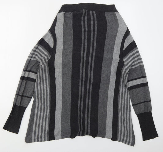 George Womens Grey V-Neck Striped Viscose Cardigan Jumper Size 14