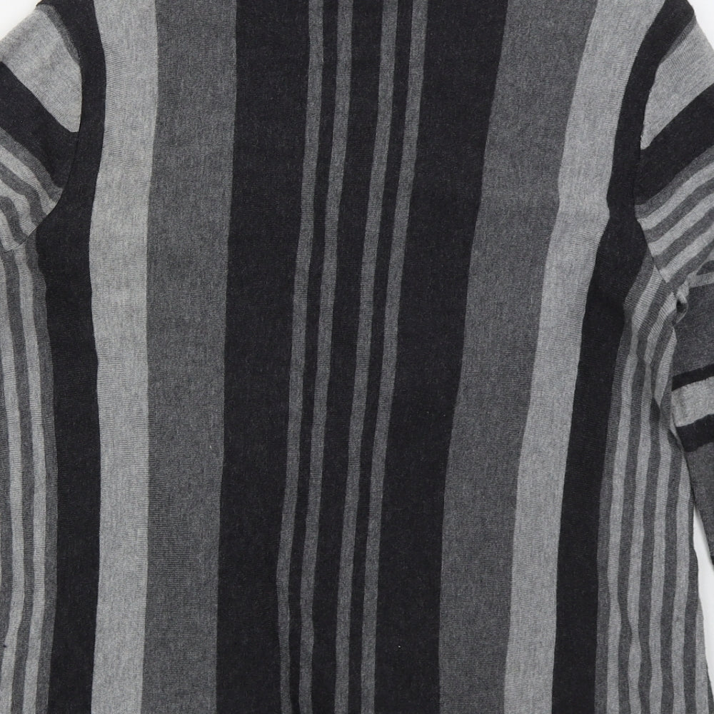 George Womens Grey V-Neck Striped Viscose Cardigan Jumper Size 14