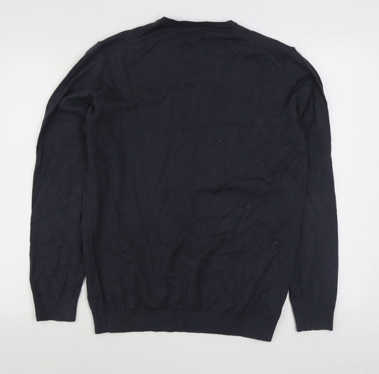 NEXT Mens Grey V-Neck Cotton Pullover Jumper Size M