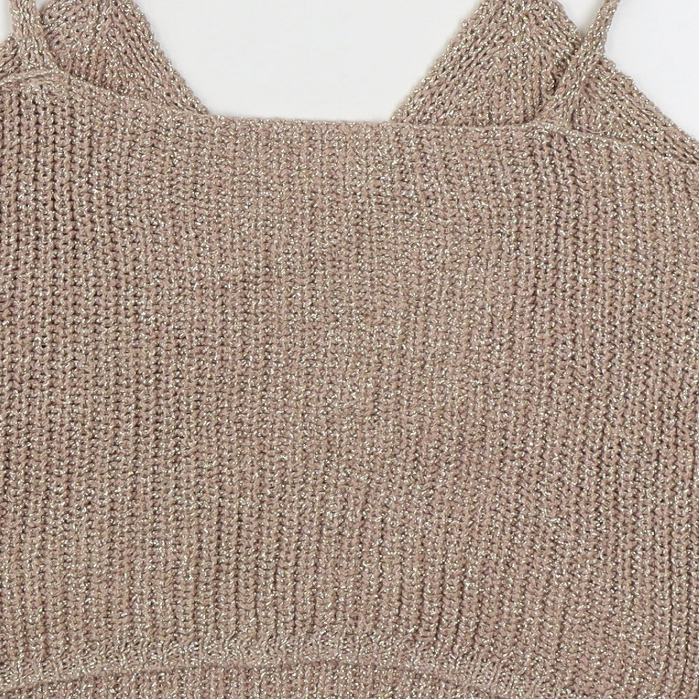 Womens UK Size M Preworn Gold Camisole Tank