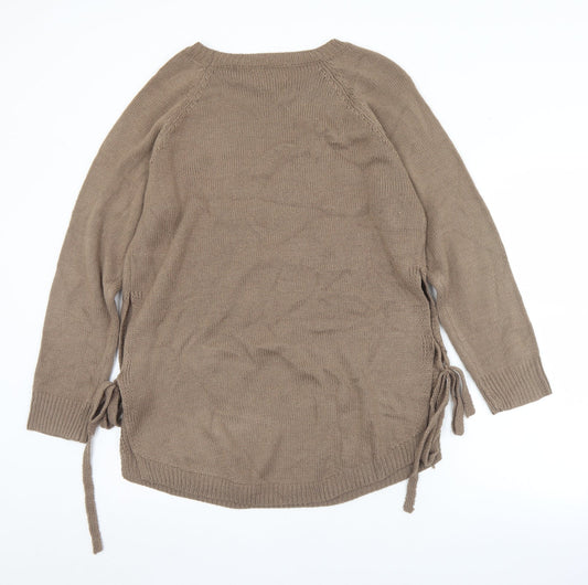 SheIn Womens Brown Crew Neck  Acrylic Pullover Jumper Size XL